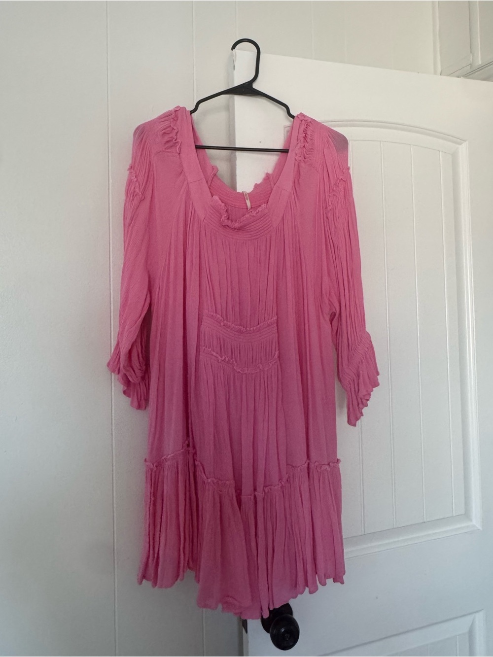 Free People Hot Pink Tiered Boho Tunic Top
